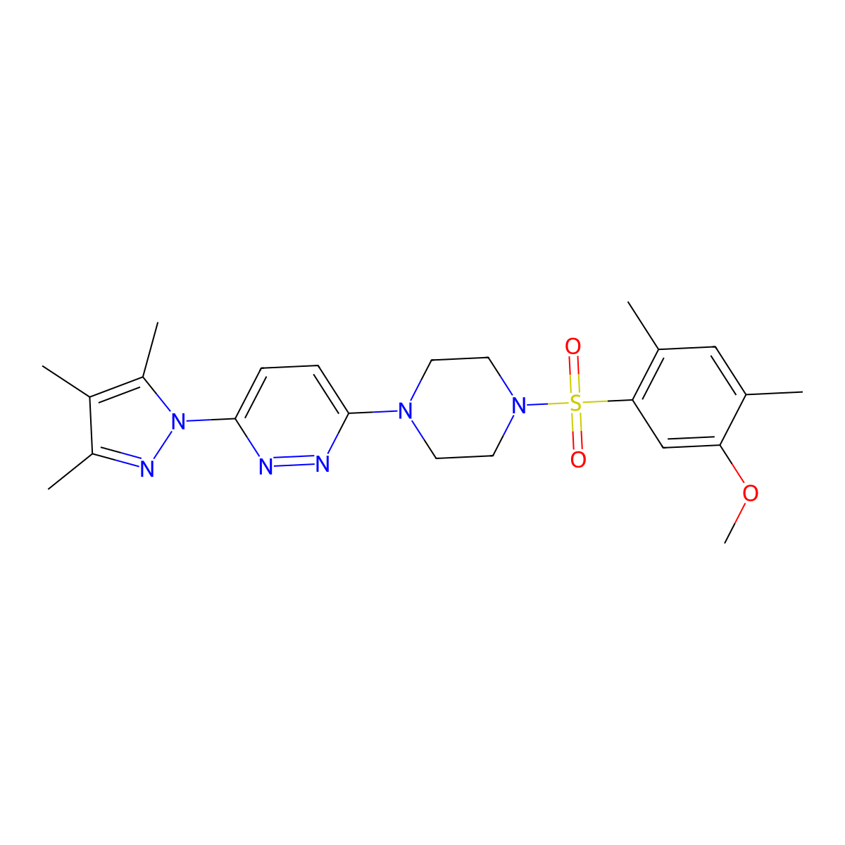 3-(4-((5-methoxy-2,4-dimethylphenyl)sulfonyl)piperazin-1-yl)-6-(3,4,5-trimethyl-1H-pyrazol-1-yl)pyridazine molecular structure, CAS 1013757-71-5