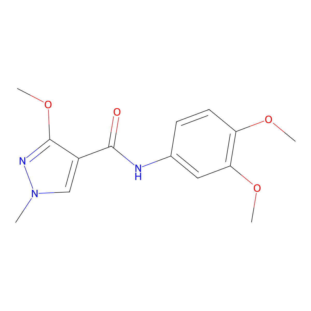N-(3,4-dimethoxyphenyl)-3-methoxy-1-methyl-1H-pyrazole-4-carboxamide molecular structure, CAS 1013758-12-7