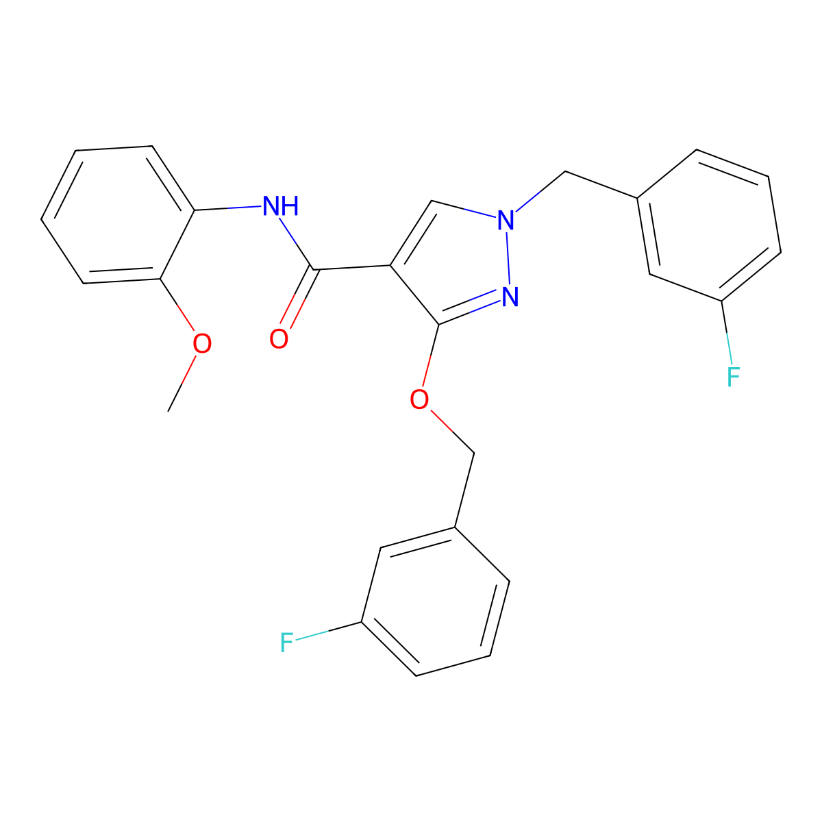1-(3-fluorobenzyl)-3-((3-fluorobenzyl)oxy)-N-(2-methoxyphenyl)-1H-pyrazole-4-carboxamide molecular structure, CAS 1013758-21-8