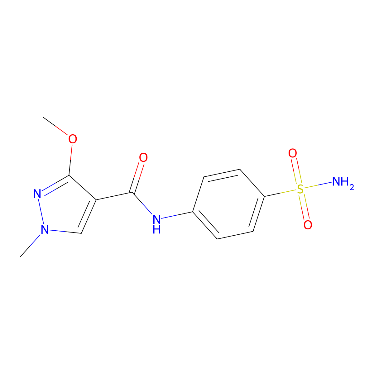 3-methoxy-1-methyl-N-(4-sulfamoylphenyl)-1H-pyrazole-4-carboxamide molecular structure, CAS 1013758-24-1