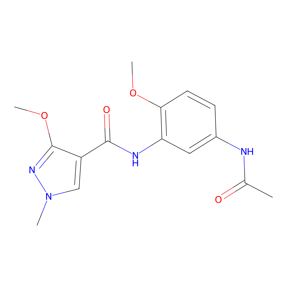 N-(5-acetamido-2-methoxyphenyl)-3-methoxy-1-methyl-1H-pyrazole-4-carboxamide molecular structure, CAS 1013758-32-1