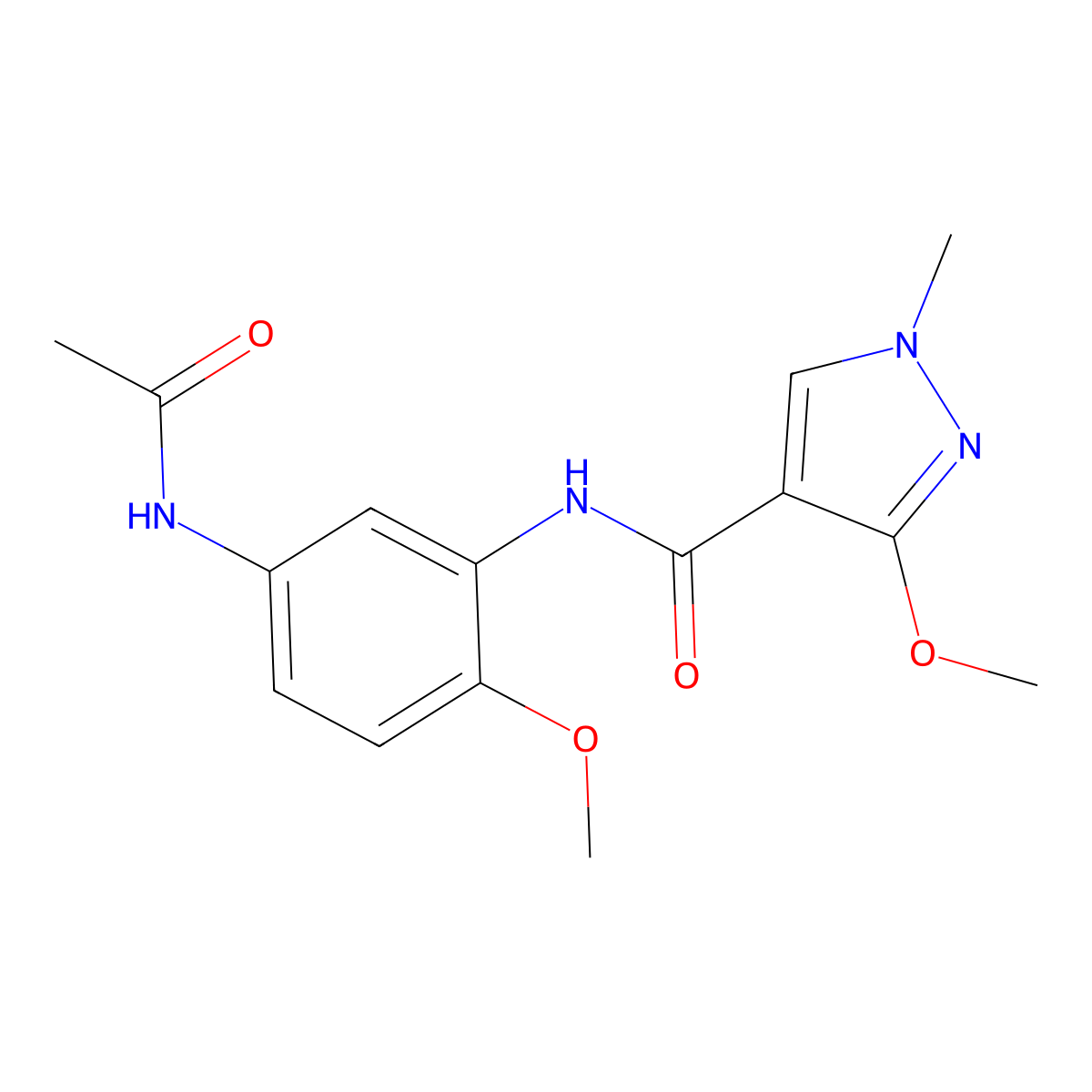 N-(5-acetamido-2-methoxyphenyl)-3-methoxy-1-methyl-1H-pyrazole-4-carboxamide molecular structure, CAS 1013758-32-1