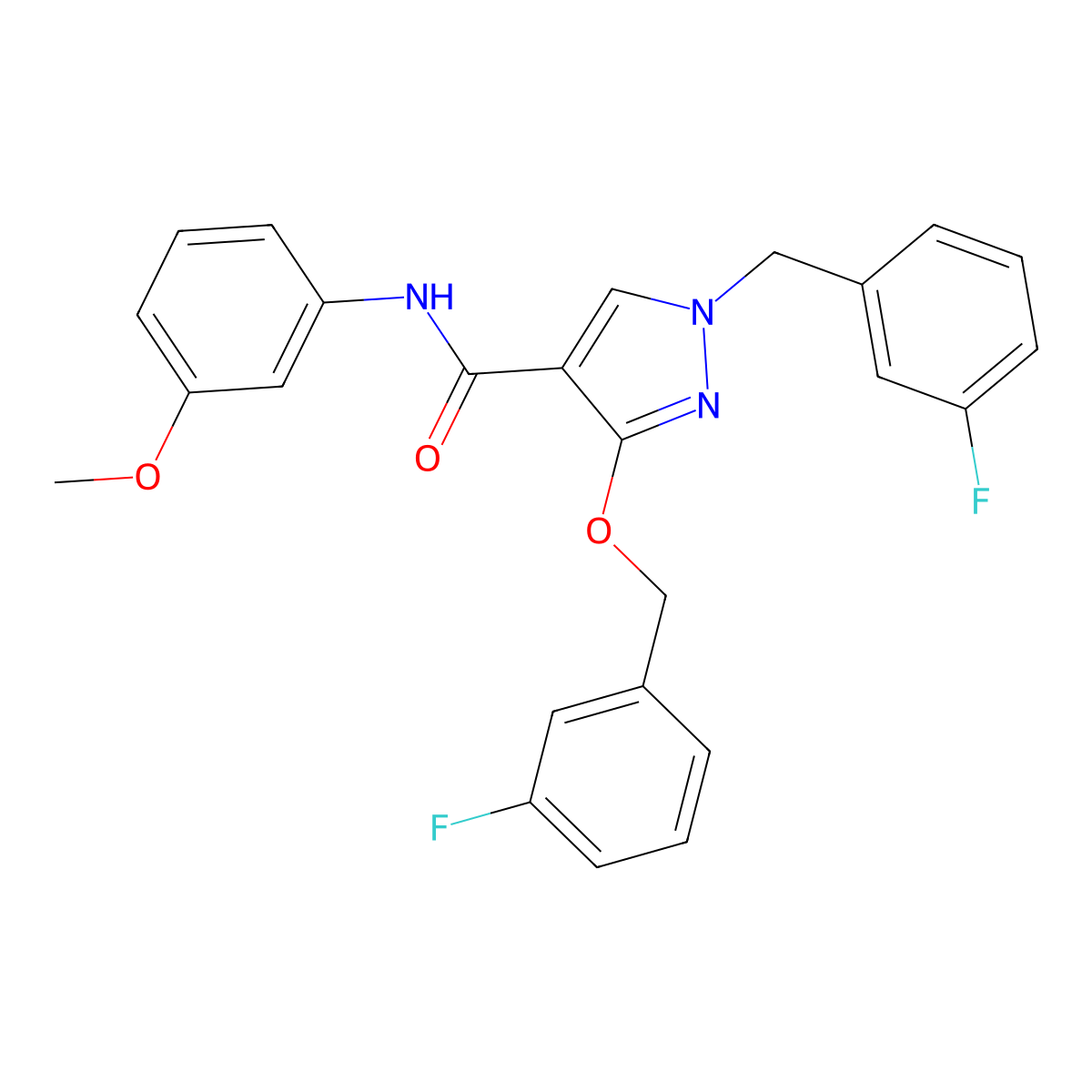 1-(3-fluorobenzyl)-3-((3-fluorobenzyl)oxy)-N-(3-methoxyphenyl)-1H-pyrazole-4-carboxamide molecular structure, CAS 1013758-33-2