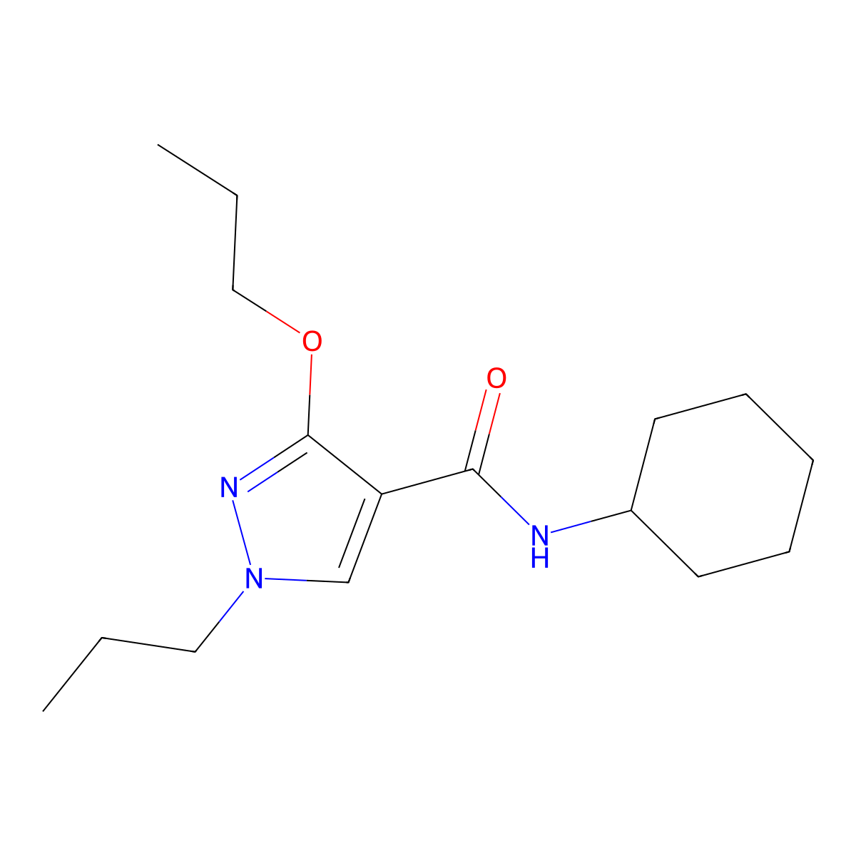 N-cyclohexyl-3-propoxy-1-propyl-1H-pyrazole-4-carboxamide molecular structure, CAS 1013758-38-7