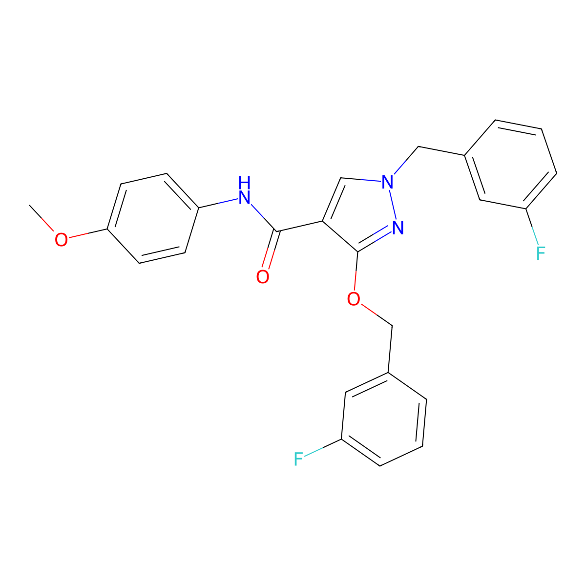 1-(3-fluorobenzyl)-3-((3-fluorobenzyl)oxy)-N-(4-methoxyphenyl)-1H-pyrazole-4-carboxamide molecular structure, CAS 1013758-39-8