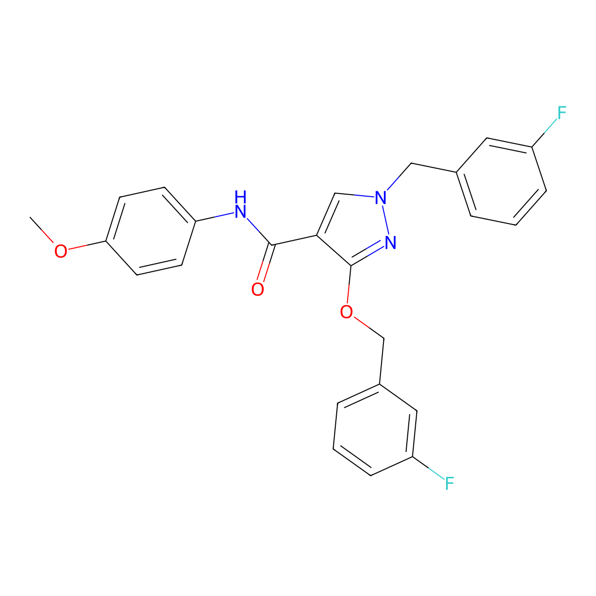 1-(3-fluorobenzyl)-3-((3-fluorobenzyl)oxy)-N-(4-methoxyphenyl)-1H-pyrazole-4-carboxamide molecular structure, CAS 1013758-39-8