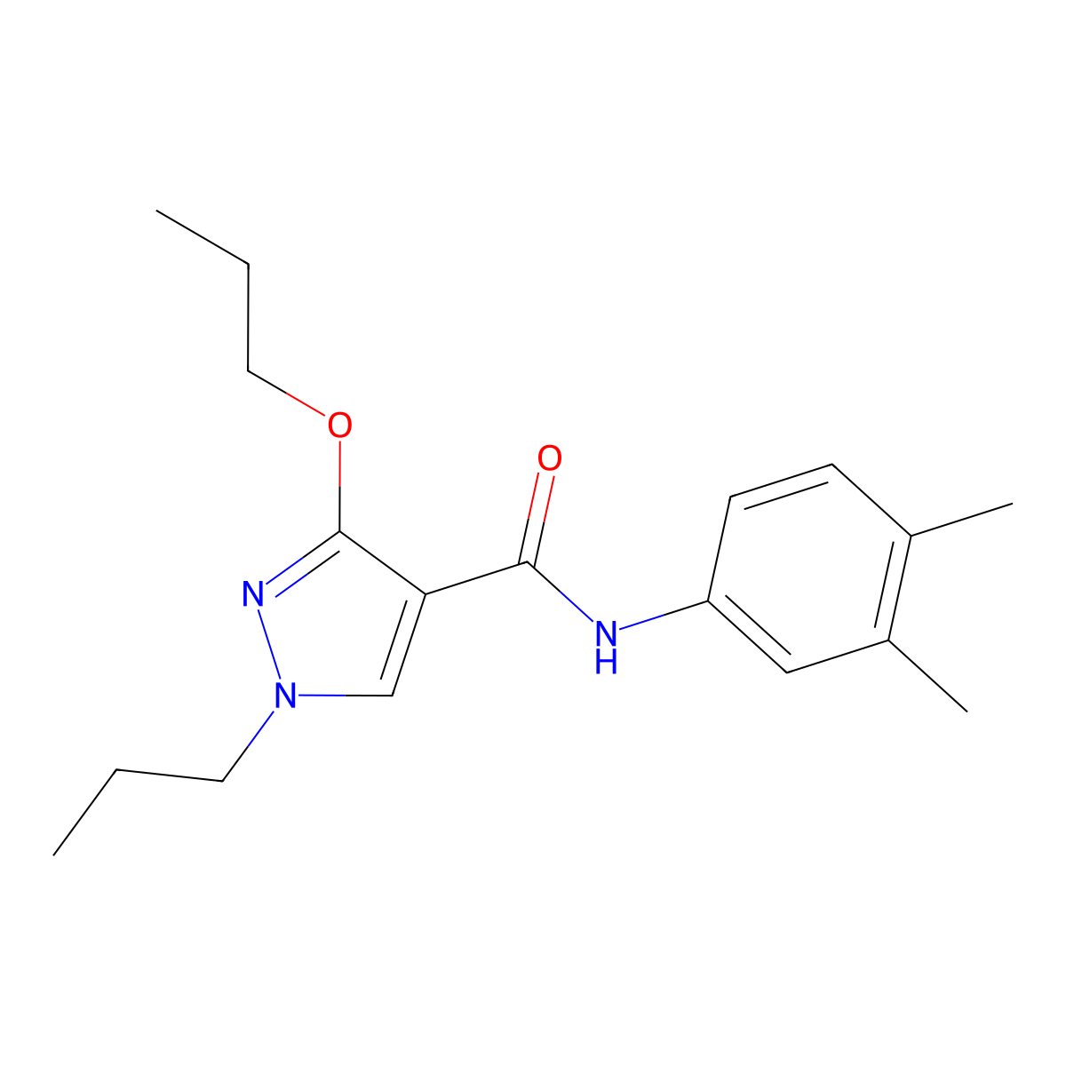 N-(3,4-dimethylphenyl)-3-propoxy-1-propyl-1H-pyrazole-4-carboxamide molecular structure, CAS 1013758-47-8
