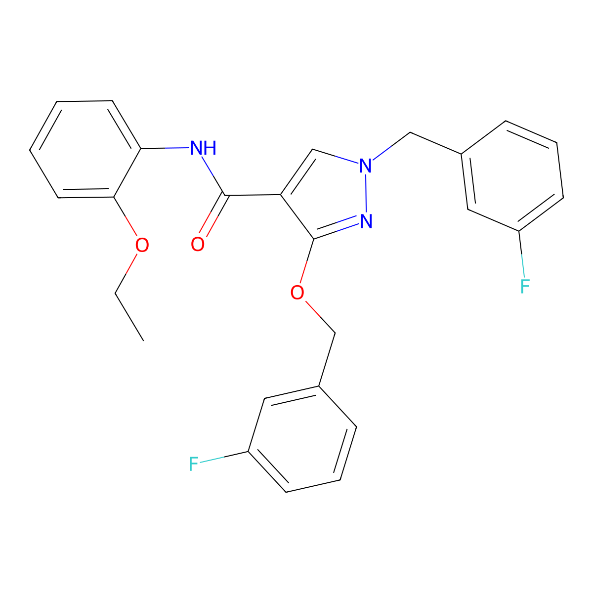 N-(2-ethoxyphenyl)-1-(3-fluorobenzyl)-3-((3-fluorobenzyl)oxy)-1H-pyrazole-4-carboxamide molecular structure, CAS 1013758-49-0