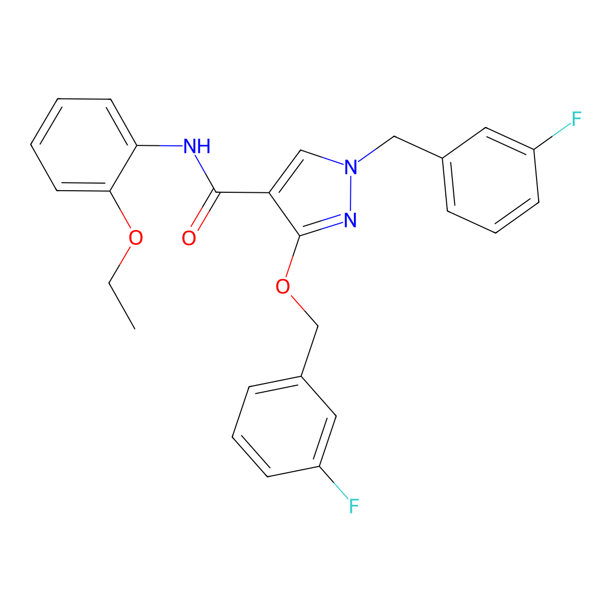 N-(2-ethoxyphenyl)-1-(3-fluorobenzyl)-3-((3-fluorobenzyl)oxy)-1H-pyrazole-4-carboxamide molecular structure, CAS 1013758-49-0