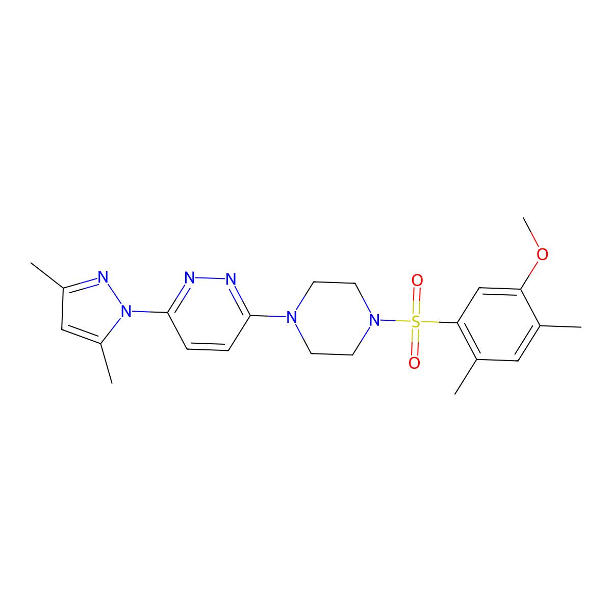 3-(3,5-dimethyl-1H-pyrazol-1-yl)-6-(4-((5-methoxy-2,4-dimethylphenyl)sulfonyl)piperazin-1-yl)pyridazine molecular structure, CAS 1013758-73-0