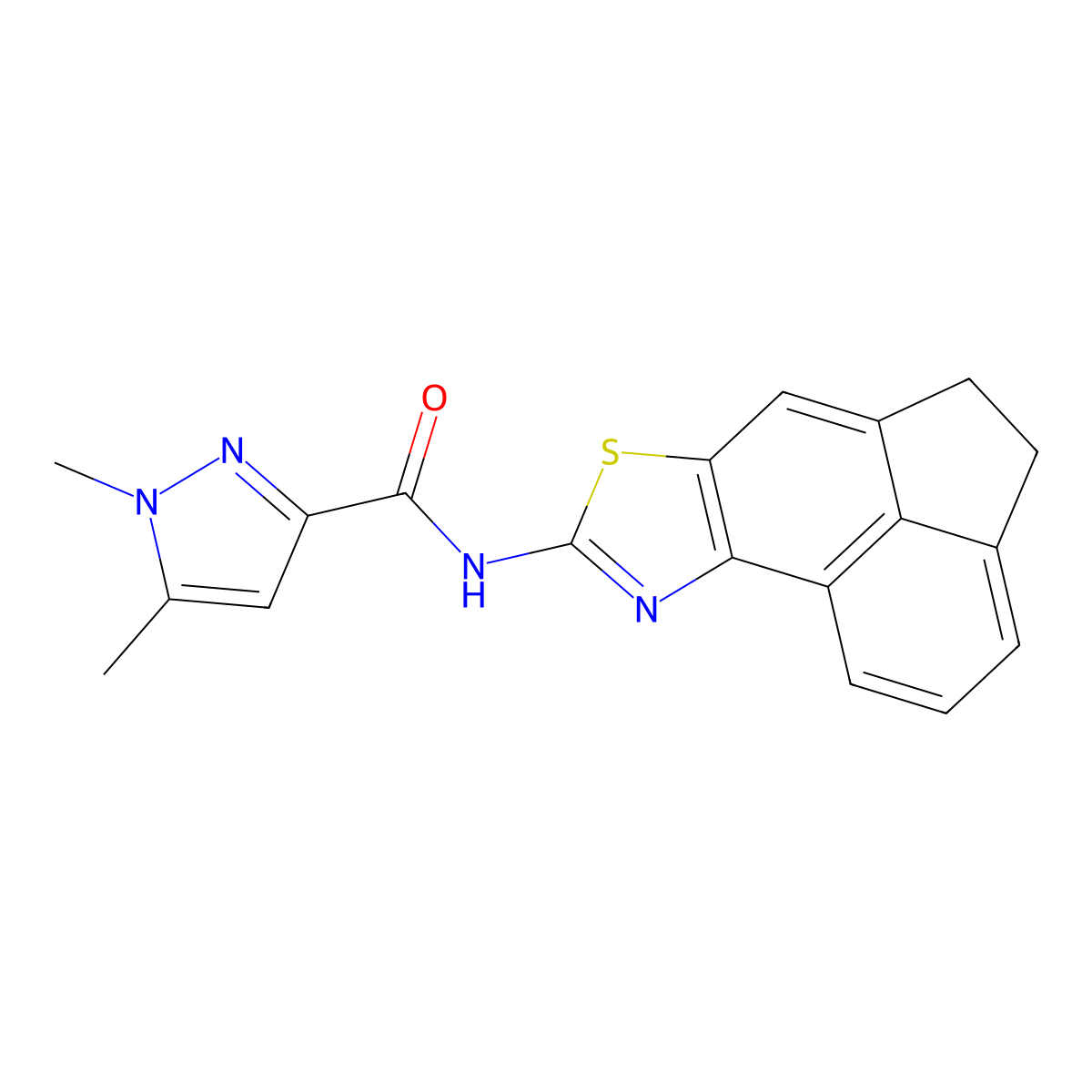 N-(4,5-dihydroacenaphtho[5,4-d]thiazol-8-yl)-1,5-dimethyl-1H-pyrazole-3-carboxamide molecular structure, CAS 1013759-22-2