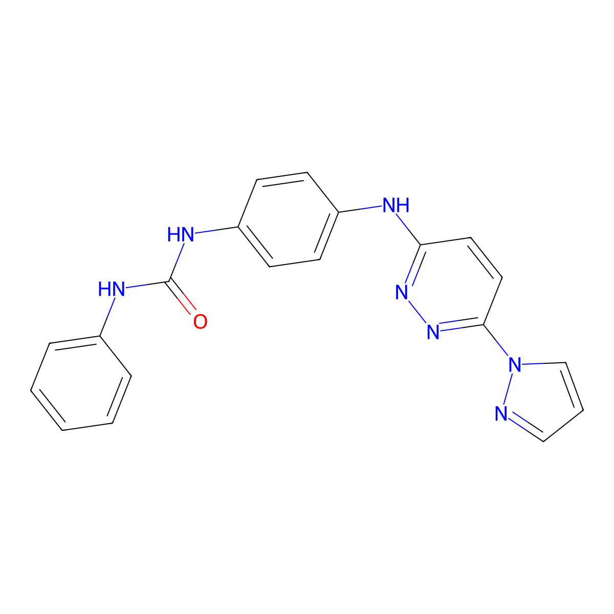 1-(4-((6-(1H-pyrazol-1-yl)pyridazin-3-yl)amino)phenyl)-3-phenylurea molecular structure, CAS 1013759-23-3