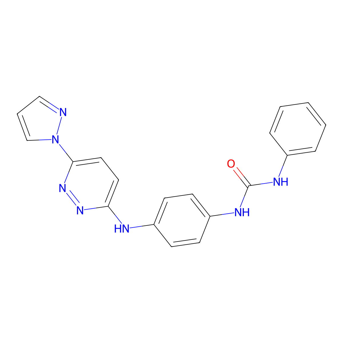1-(4-((6-(1H-pyrazol-1-yl)pyridazin-3-yl)amino)phenyl)-3-phenylurea molecular structure, CAS 1013759-23-3