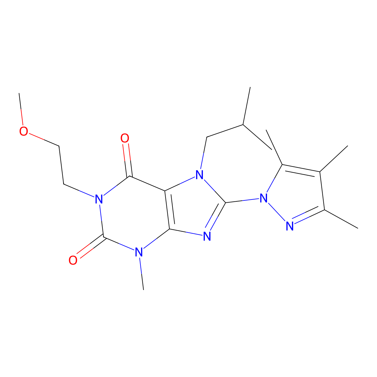 7-isobutyl-1-(2-methoxyethyl)-3-methyl-8-(3,4,5-trimethyl-1H-pyrazol-1-yl)-1H-purine-2,6(3H,7H)-dione molecular structure, CAS 1013763-04-6