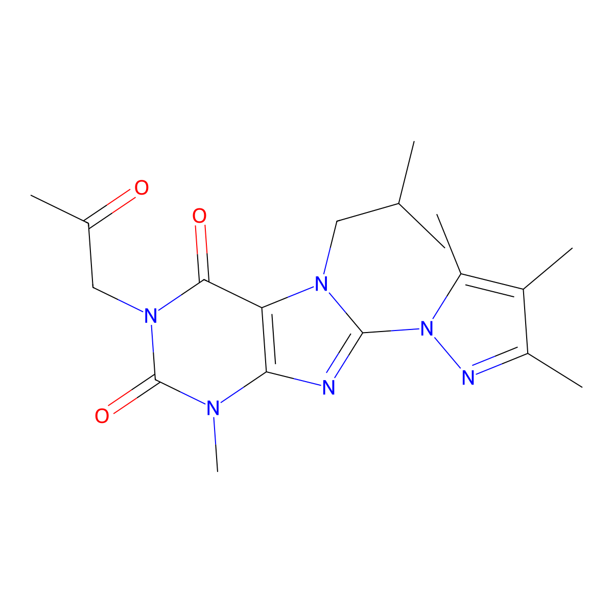 3-methyl-7-(2-methylpropyl)-1-(2-oxopropyl)-8-(3,4,5-trimethyl-1H-pyrazol-1-yl)-2,3,6,7-tetrahydro-1H-purine-2,6-dione molecular structure, CAS 1013763-06-8