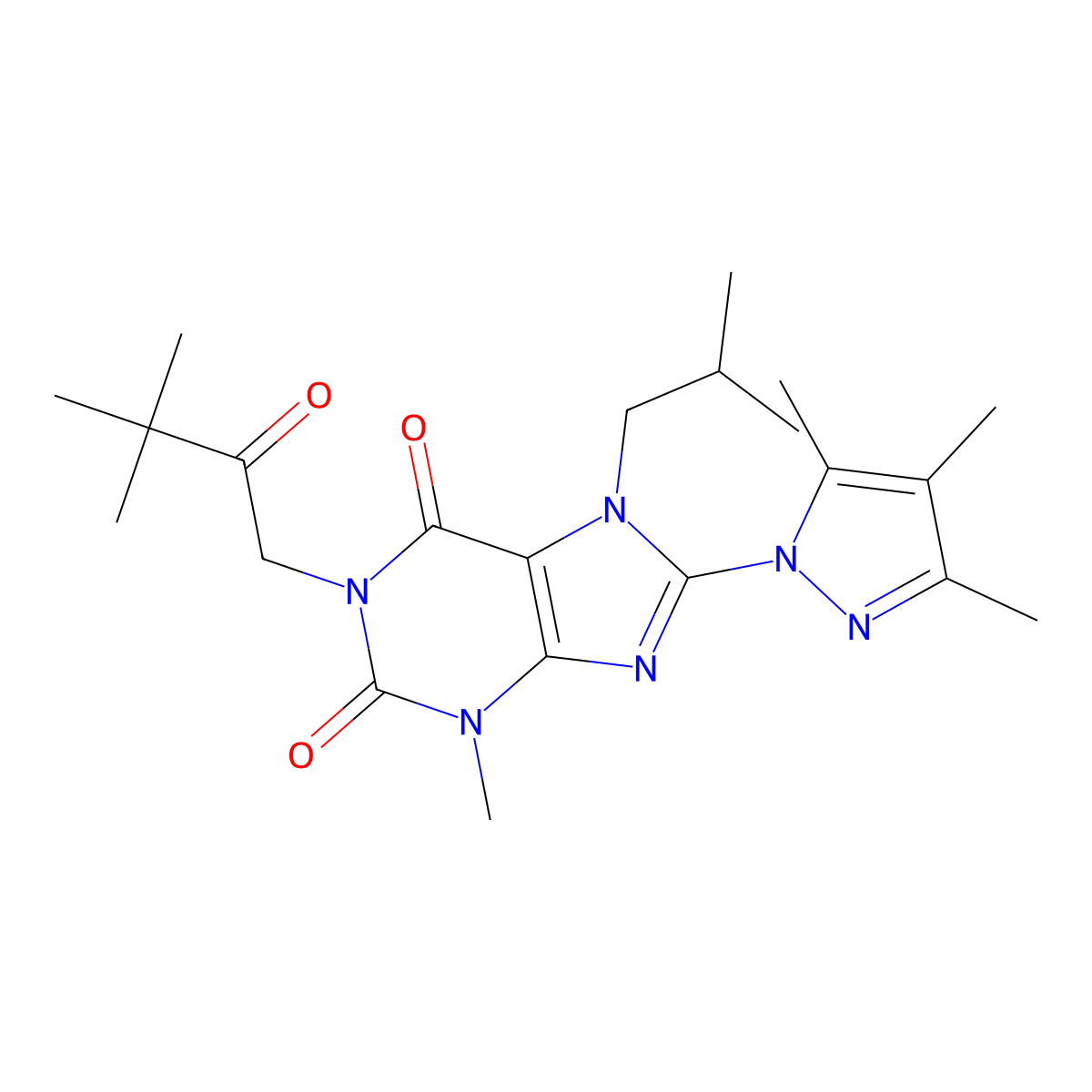 1-(3,3-dimethyl-2-oxobutyl)-7-isobutyl-3-methyl-8-(3,4,5-trimethyl-1H-pyrazol-1-yl)-1H-purine-2,6(3H,7H)-dione molecular structure, CAS 1013763-07-9