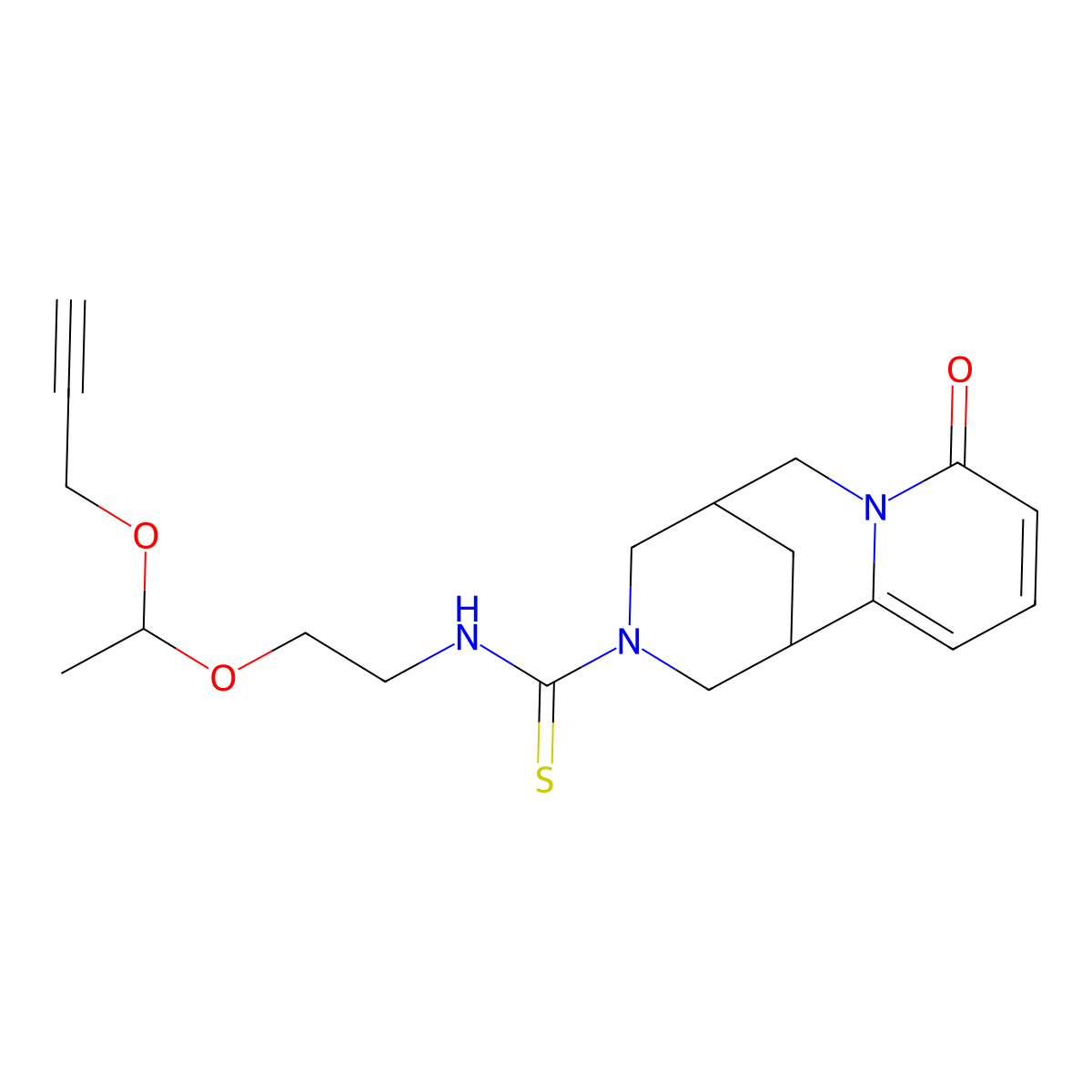 1,5,6,8-Tetrahydro-8-oxo-N-[2-[1-(2-propyn-1-yloxy)ethoxy]ethyl]-1,5-methano-2H-pyrido[1,2-a][1,5]diazocine-3(4H)-carbothioamide molecular structure, CAS 1013764-31-2
