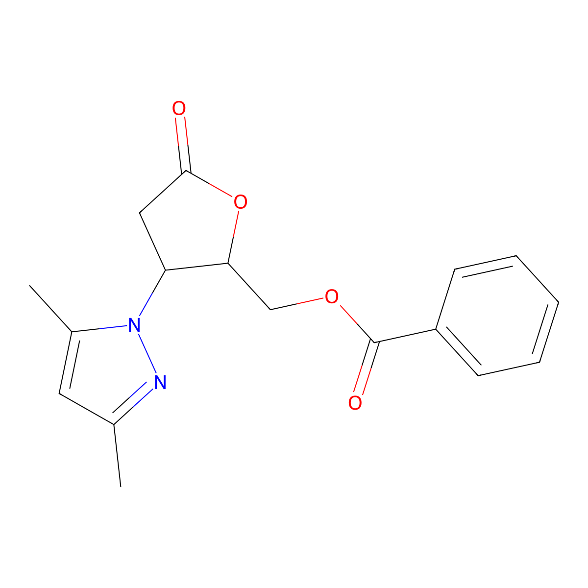 [(2S,3S)-3-(3,5-dimethylpyrazolyl)-5-oxo-2-2,3,4-trihydrofuryl]methyl benzoate molecular structure, CAS 1013764-36-7