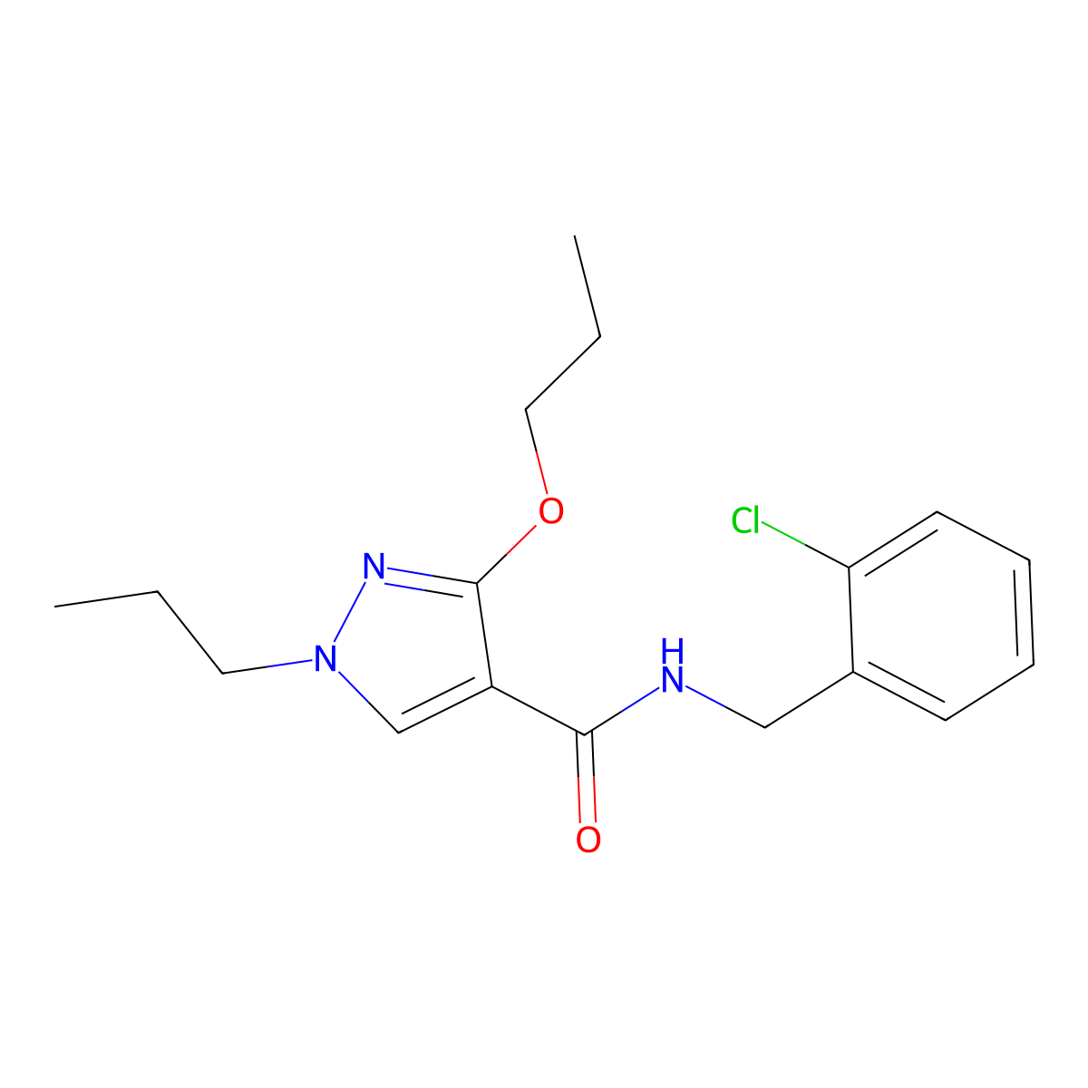 N-(2-chlorobenzyl)-3-propoxy-1-propyl-1H-pyrazole-4-carboxamide molecular structure, CAS 1013765-27-9