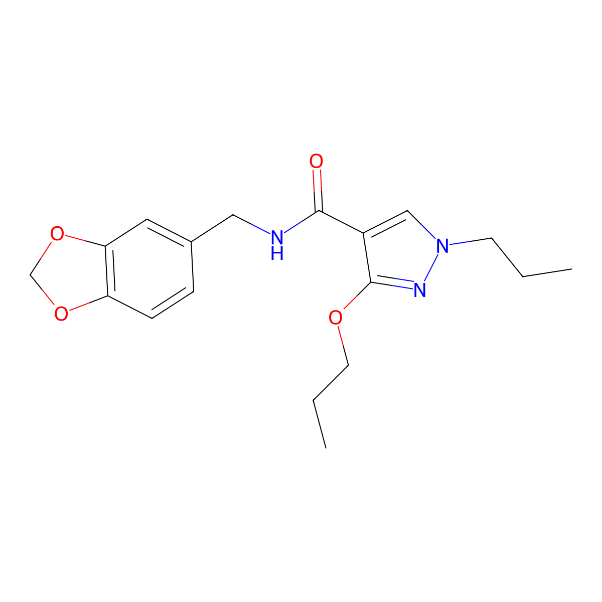 N-(benzo[d][1,3]dioxol-5-ylmethyl)-3-propoxy-1-propyl-1H-pyrazole-4-carboxamide molecular structure, CAS 1013765-32-6