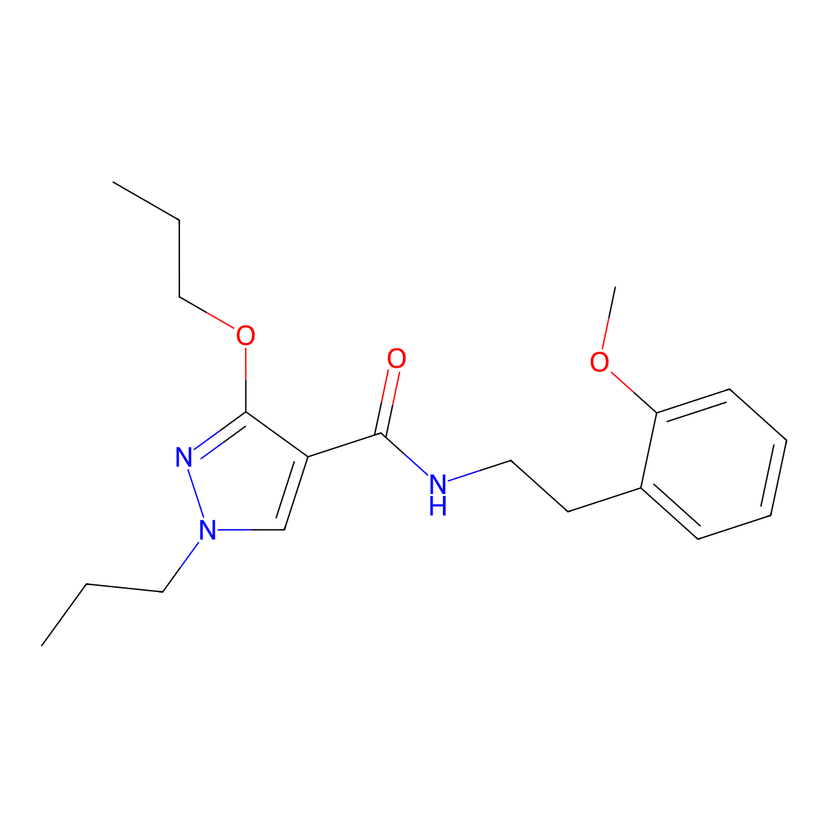 N-(2-methoxyphenethyl)-3-propoxy-1-propyl-1H-pyrazole-4-carboxamide molecular structure, CAS 1013765-37-1