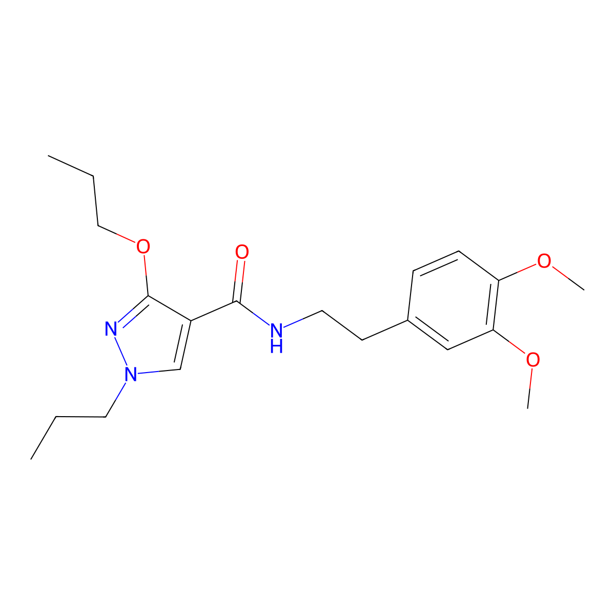 N-(3,4-dimethoxyphenethyl)-3-propoxy-1-propyl-1H-pyrazole-4-carboxamide molecular structure, CAS 1013765-38-2