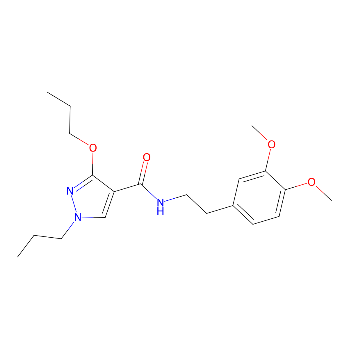 N-(3,4-dimethoxyphenethyl)-3-propoxy-1-propyl-1H-pyrazole-4-carboxamide molecular structure, CAS 1013765-38-2