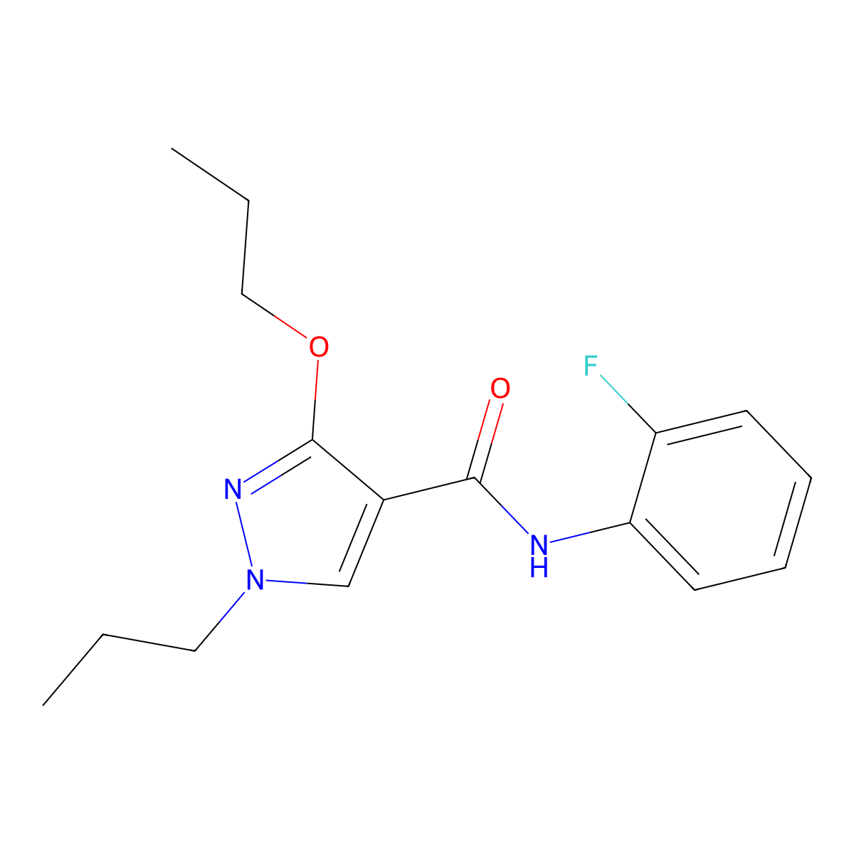 N-(2-fluorophenyl)-3-propoxy-1-propyl-1H-pyrazole-4-carboxamide molecular structure, CAS 1013765-49-5