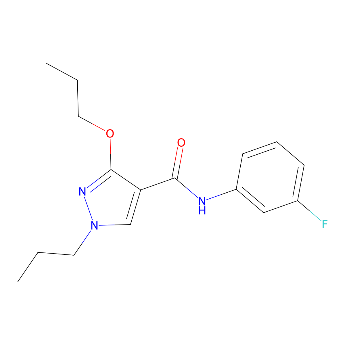 N-(3-fluorophenyl)-3-propoxy-1-propyl-1H-pyrazole-4-carboxamide molecular structure, CAS 1013765-50-8