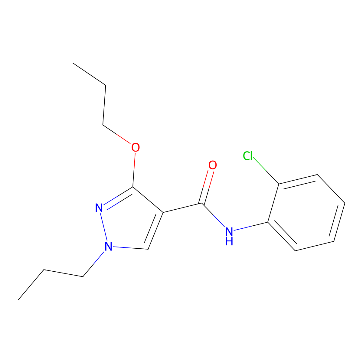 N-(2-chlorophenyl)-3-propoxy-1-propyl-1H-pyrazole-4-carboxamide molecular structure, CAS 1013765-52-0