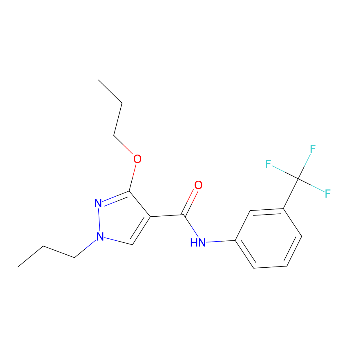 3-propoxy-1-propyl-N-(3-(trifluoromethyl)phenyl)-1H-pyrazole-4-carboxamide molecular structure, CAS 1013765-57-5