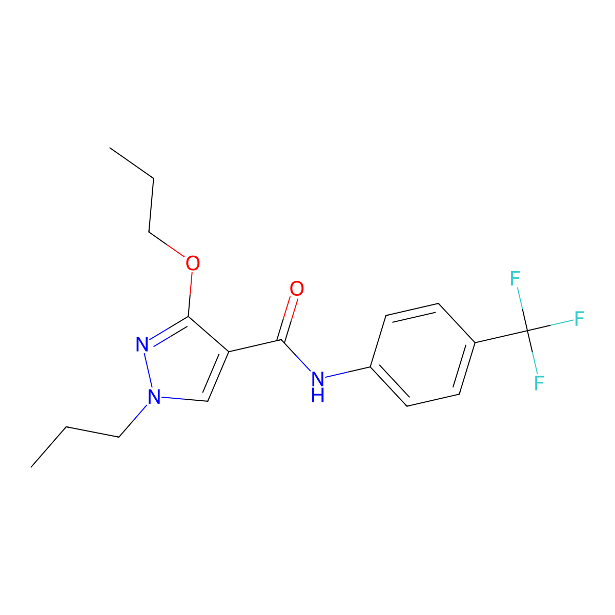3-propoxy-1-propyl-N-(4-(trifluoromethyl)phenyl)-1H-pyrazole-4-carboxamide molecular structure, CAS 1013765-58-6