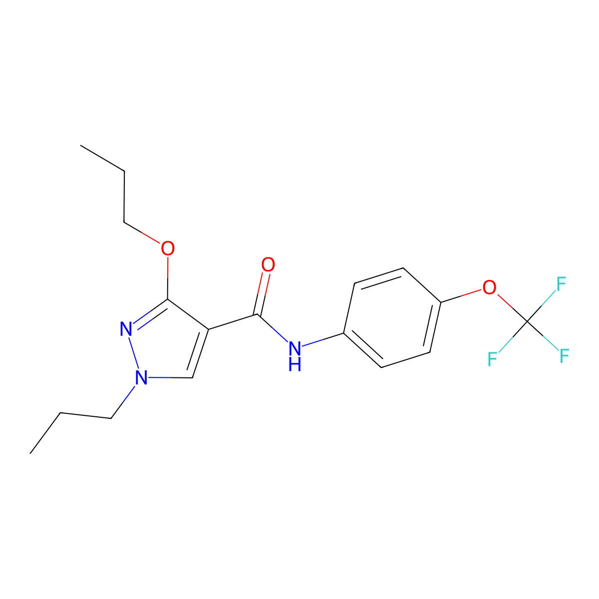 3-propoxy-1-propyl-N-(4-(trifluoromethoxy)phenyl)-1H-pyrazole-4-carboxamide molecular structure, CAS 1013765-64-4