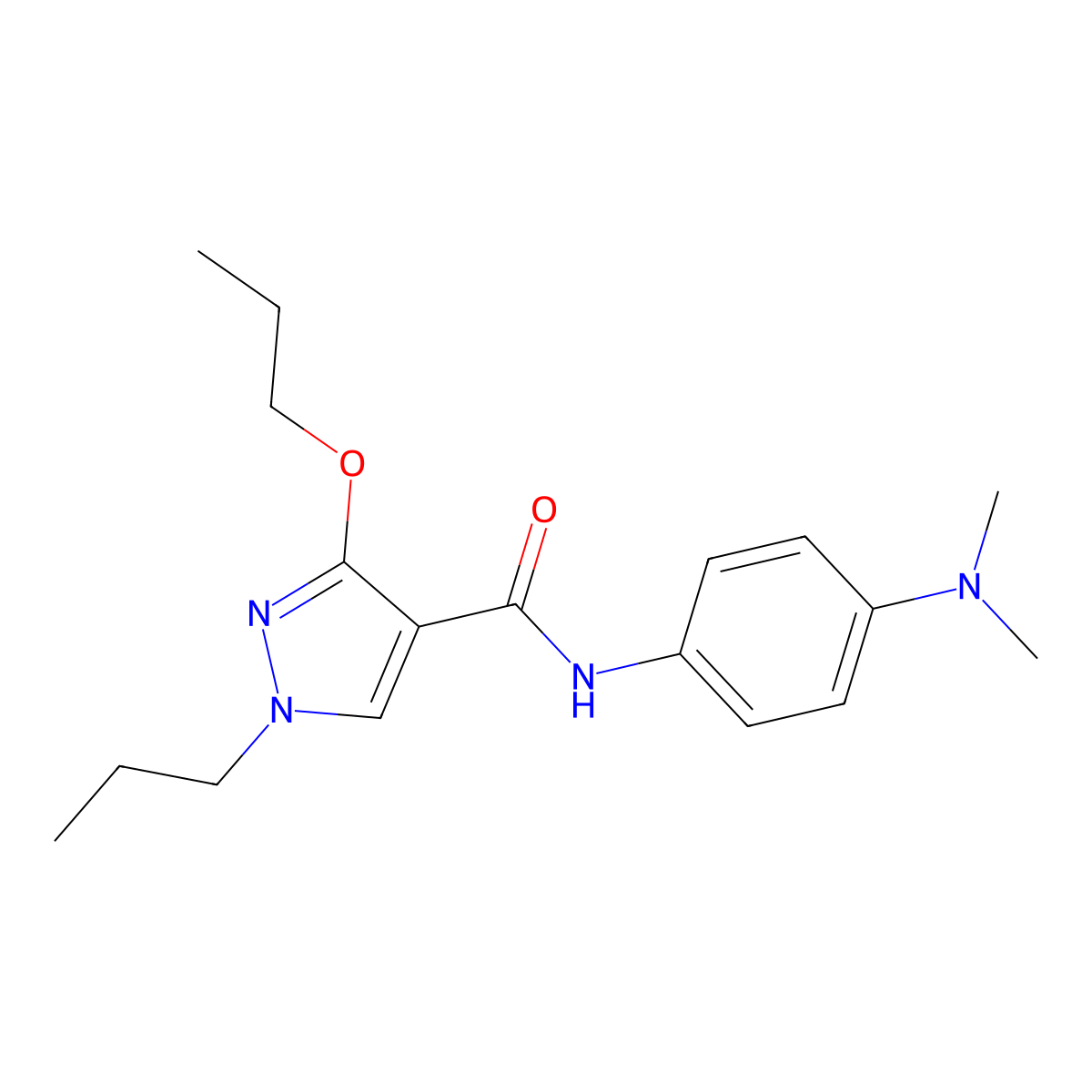 N-(4-(dimethylamino)phenyl)-3-propoxy-1-propyl-1H-pyrazole-4-carboxamide molecular structure, CAS 1013765-66-6