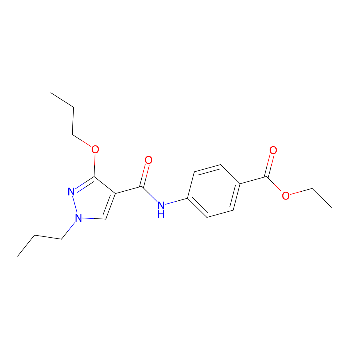 ethyl 4-(3-propoxy-1-propyl-1H-pyrazole-4-carboxamido)benzoate molecular structure, CAS 1013765-69-9