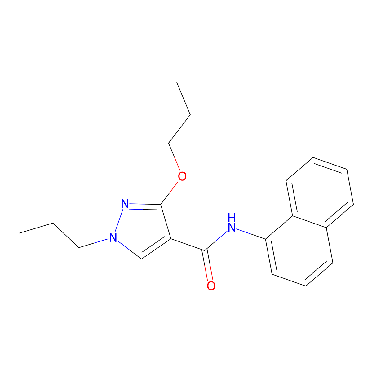 N-(naphthalen-1-yl)-3-propoxy-1-propyl-1H-pyrazole-4-carboxamide molecular structure, CAS 1013765-72-4