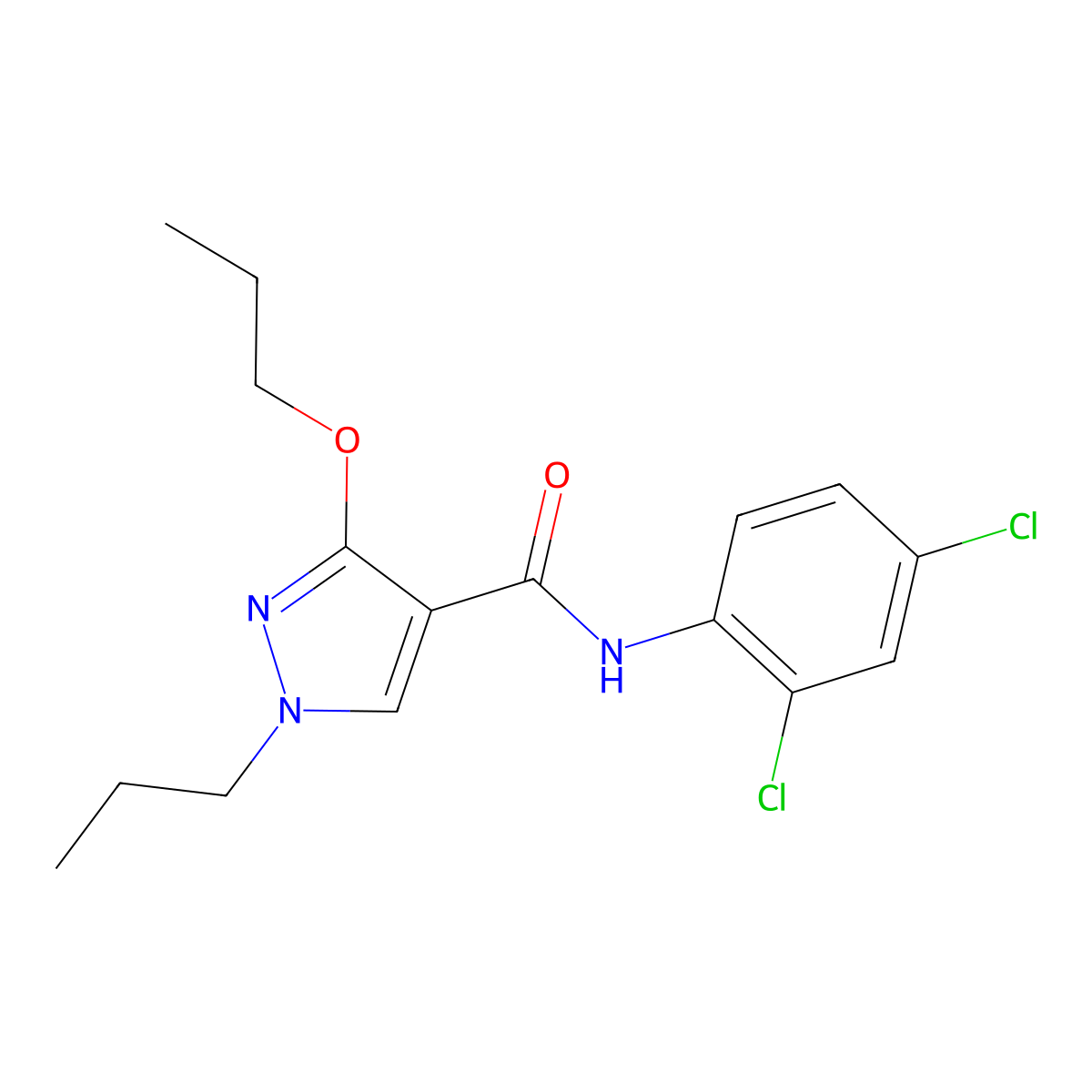 N-(2,4-dichlorophenyl)-3-propoxy-1-propyl-1H-pyrazole-4-carboxamide molecular structure, CAS 1013765-73-5