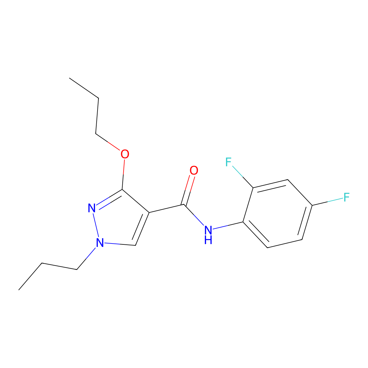 N-(2,4-difluorophenyl)-3-propoxy-1-propyl-1H-pyrazole-4-carboxamide molecular structure, CAS 1013765-76-8