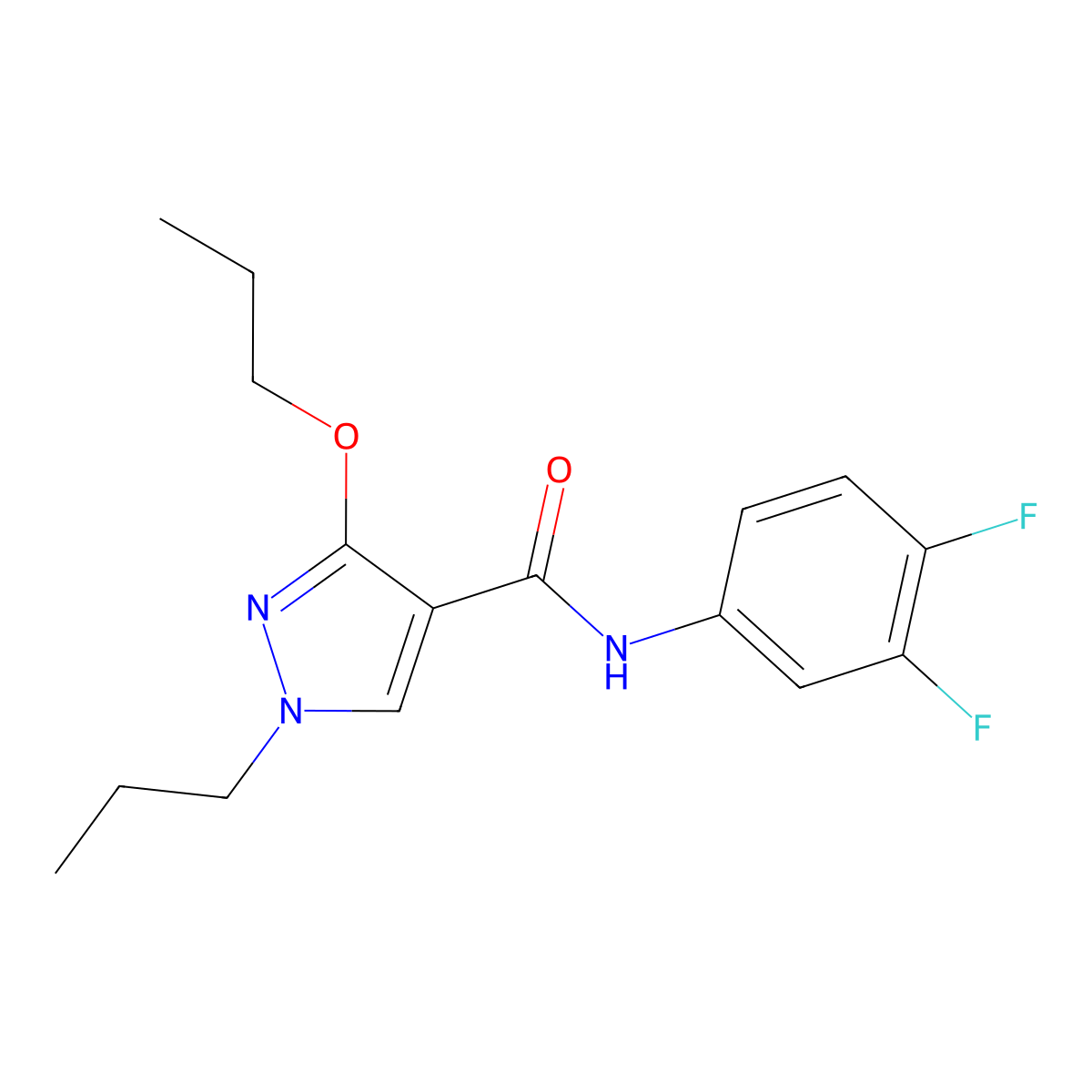 N-(3,4-difluorophenyl)-3-propoxy-1-propyl-1H-pyrazole-4-carboxamide molecular structure, CAS 1013765-77-9
