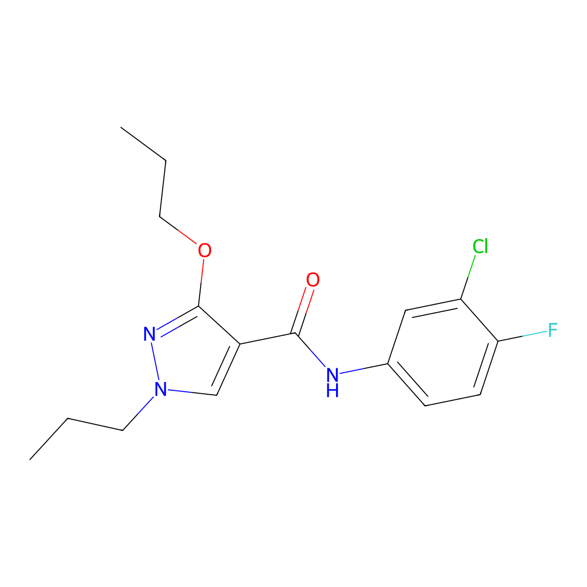 N-(3-chloro-4-fluorophenyl)-3-propoxy-1-propyl-1H-pyrazole-4-carboxamide molecular structure, CAS 1013765-80-4