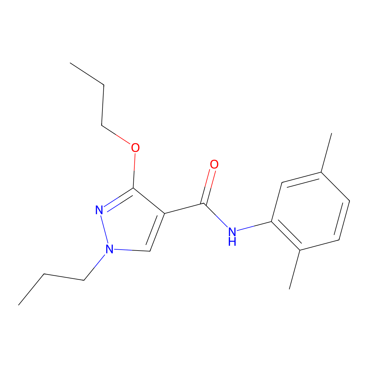 N-(2,5-dimethylphenyl)-3-propoxy-1-propyl-1H-pyrazole-4-carboxamide molecular structure, CAS 1013765-83-7