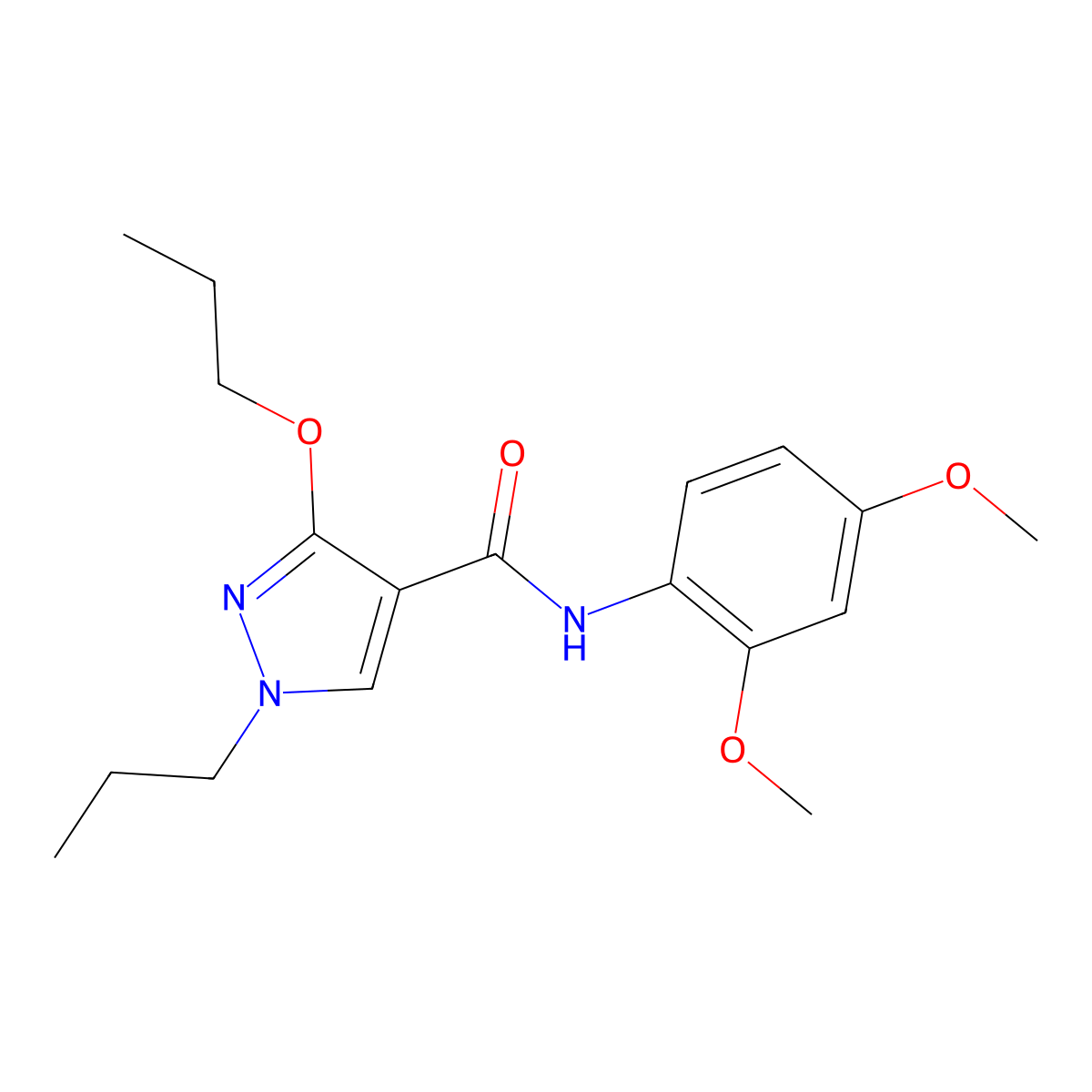N-(2,4-dimethoxyphenyl)-3-propoxy-1-propyl-1H-pyrazole-4-carboxamide molecular structure, CAS 1013765-85-9