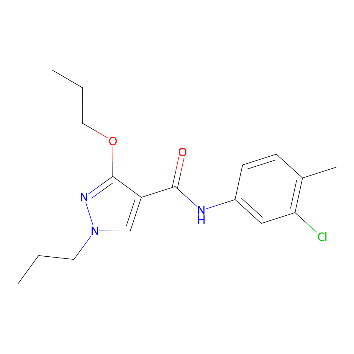N-(3-chloro-4-methylphenyl)-3-propoxy-1-propyl-1H-pyrazole-4-carboxamide molecular structure, CAS 1013765-91-7