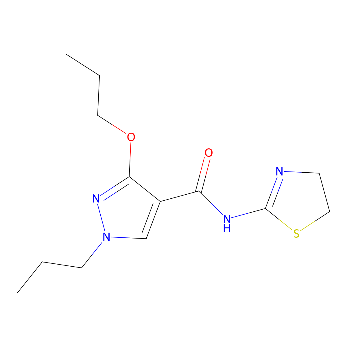 N-(4,5-dihydrothiazol-2-yl)-3-propoxy-1-propyl-1H-pyrazole-4-carboxamide molecular structure, CAS 1013765-97-3