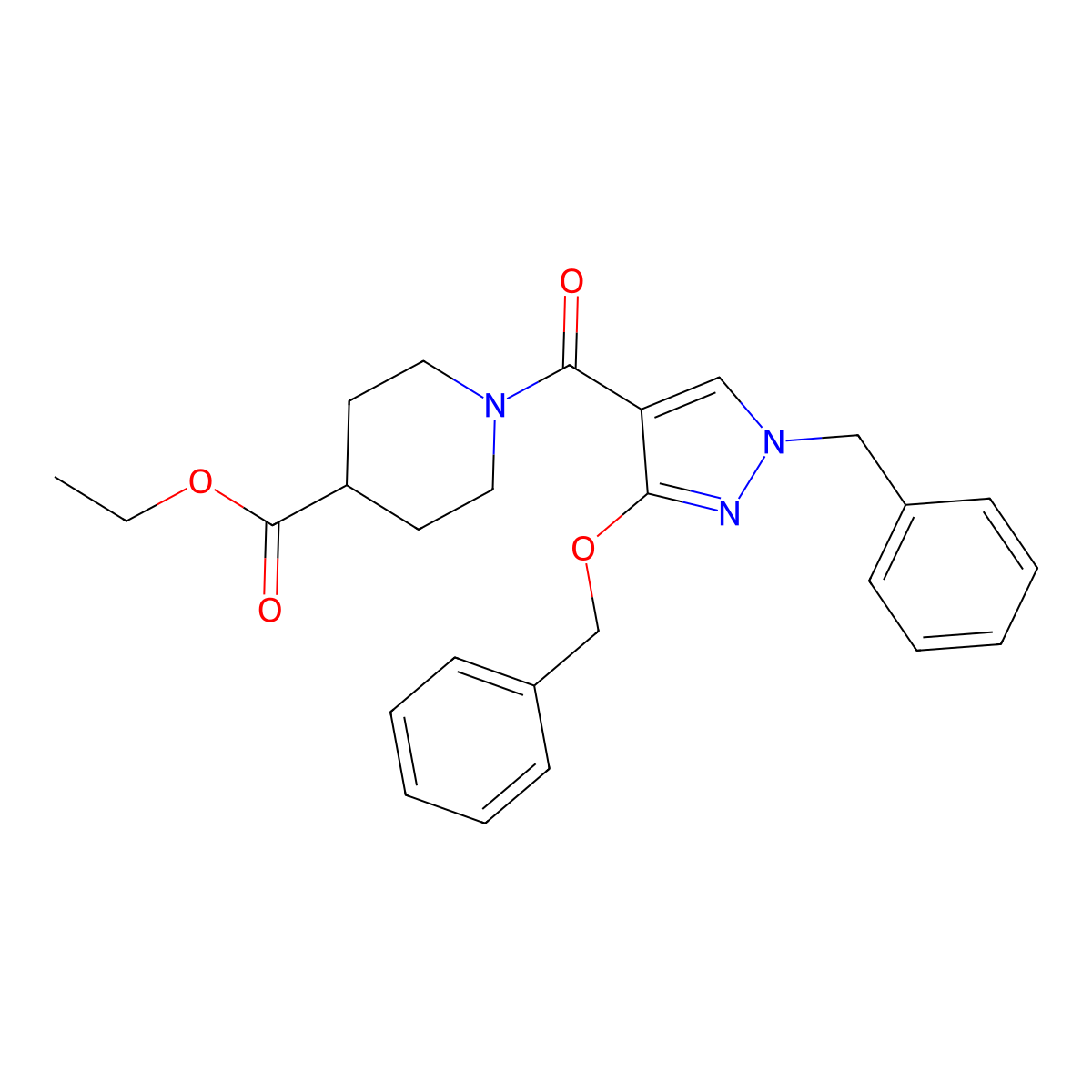 ethyl 1-(1-benzyl-3-(benzyloxy)-1H-pyrazole-4-carbonyl)piperidine-4-carboxylate molecular structure, CAS 1013766-20-5