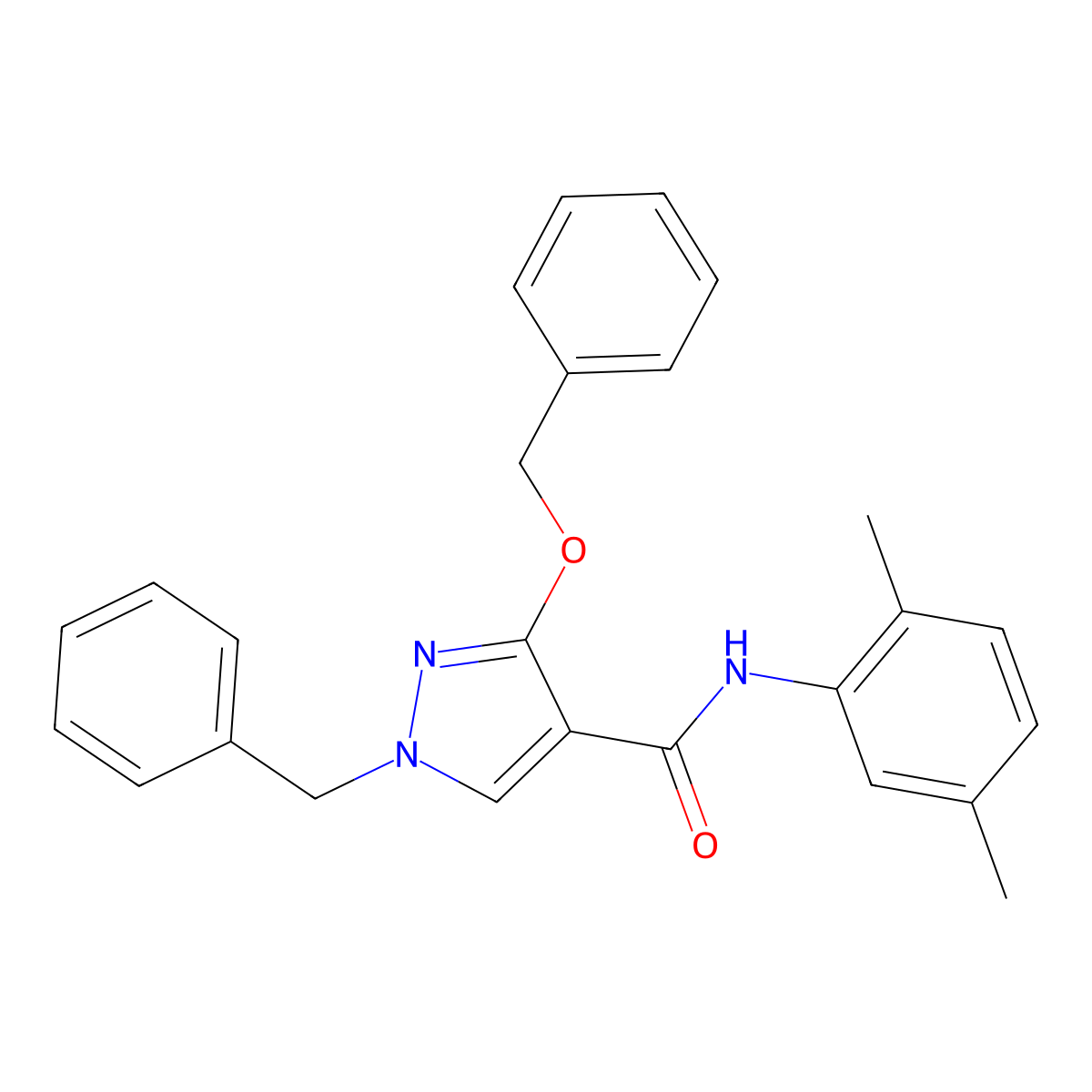 1-benzyl-3-(benzyloxy)-N-(2,5-dimethylphenyl)-1H-pyrazole-4-carboxamide molecular structure, CAS 1013768-88-1
