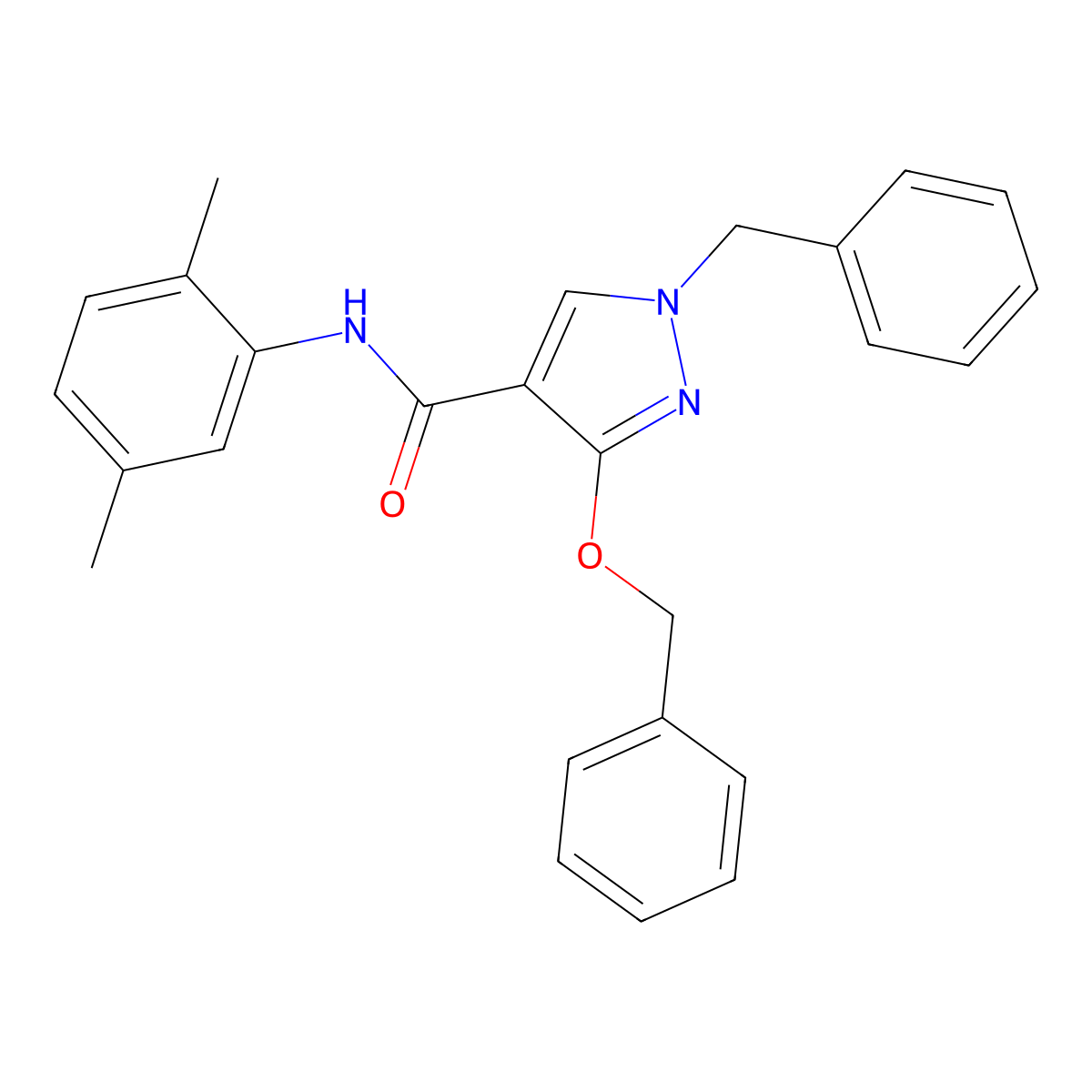 1-benzyl-3-(benzyloxy)-N-(2,5-dimethylphenyl)-1H-pyrazole-4-carboxamide molecular structure, CAS 1013768-88-1