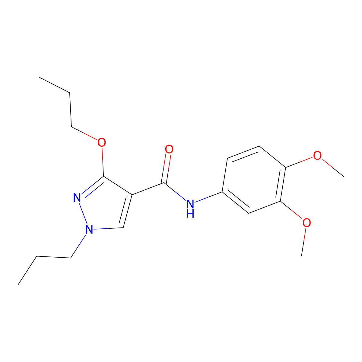 N-(3,4-dimethoxyphenyl)-3-propoxy-1-propyl-1H-pyrazole-4-carboxamide molecular structure, CAS 1013768-90-5