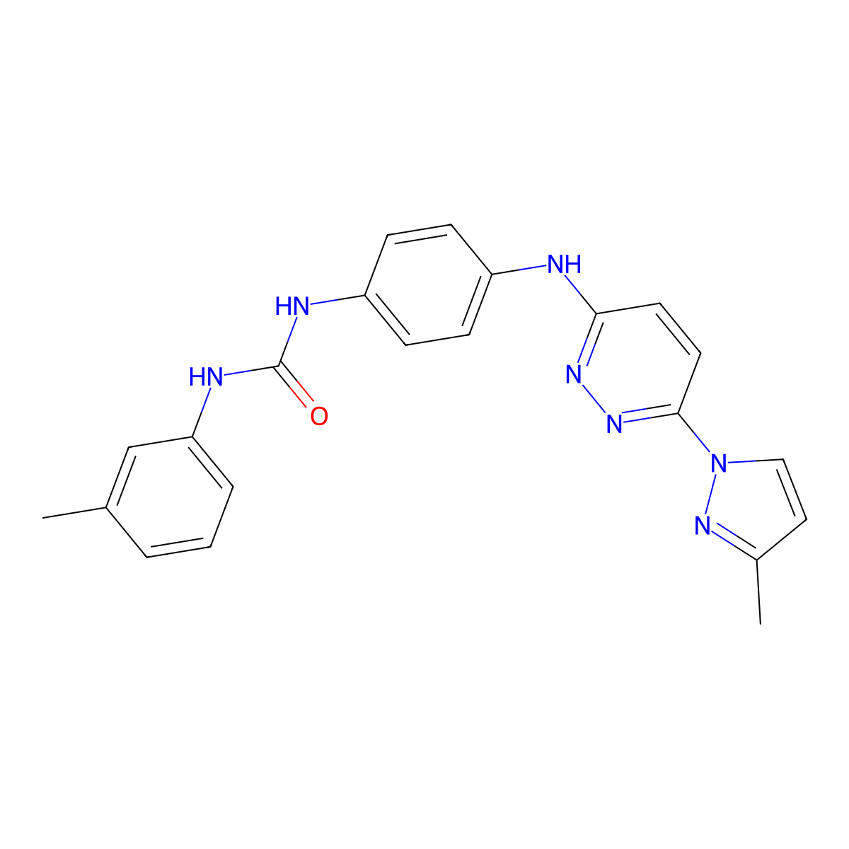 1-(4-((6-(3-methyl-1H-pyrazol-1-yl)pyridazin-3-yl)amino)phenyl)-3-(m-tolyl)urea molecular structure, CAS 1013769-11-3