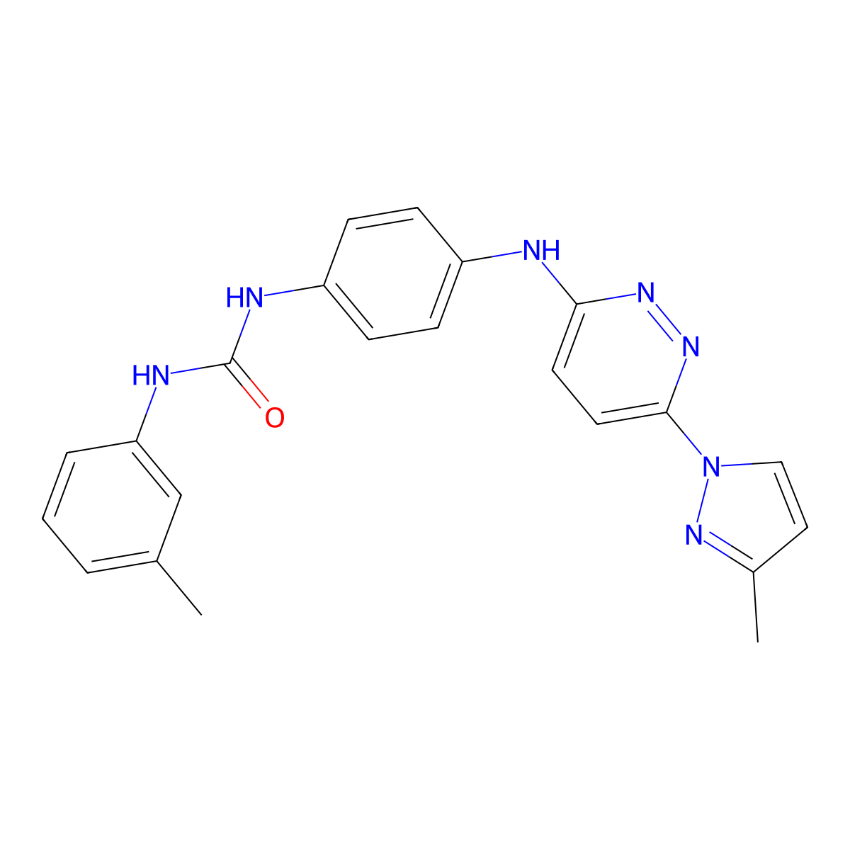 1-(4-((6-(3-methyl-1H-pyrazol-1-yl)pyridazin-3-yl)amino)phenyl)-3-(m-tolyl)urea molecular structure, CAS 1013769-11-3